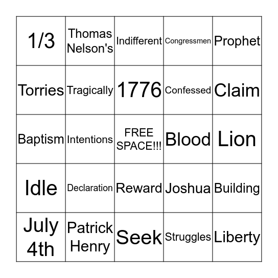 Sermon Bino 7/5/14 Bingo Card
