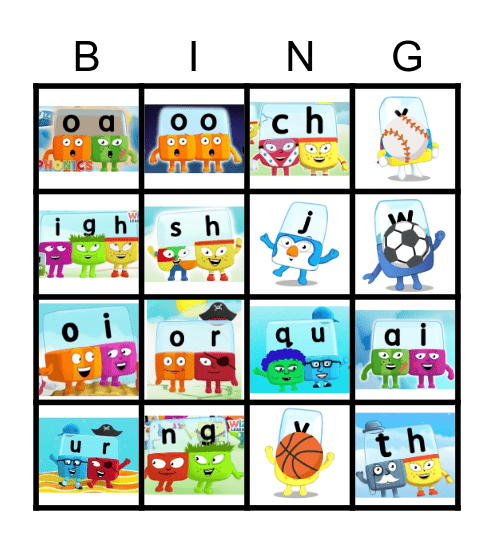 Alphablocks Bingo Phase 3 Bingo Card