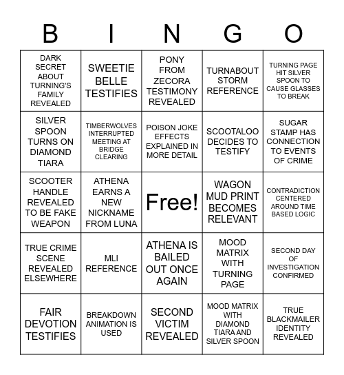 EoJ 2-4 Episode BINGO Card