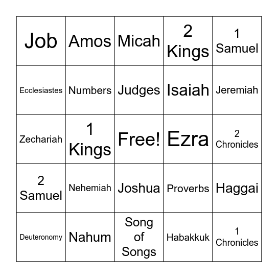 Books of the Bible - Old Testament Bingo Card