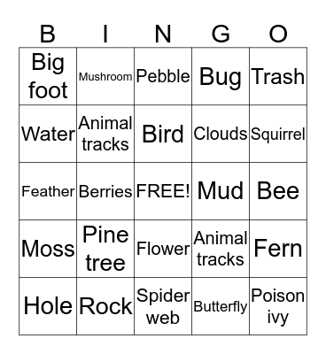 Nature Bingo Card