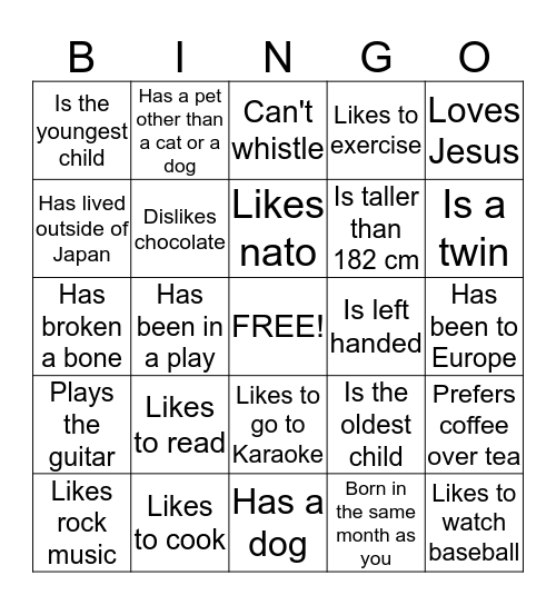 Train Bingo Card