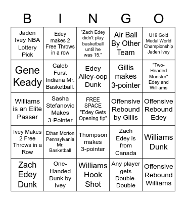 Purdue Basketball - Adam Bingo Card