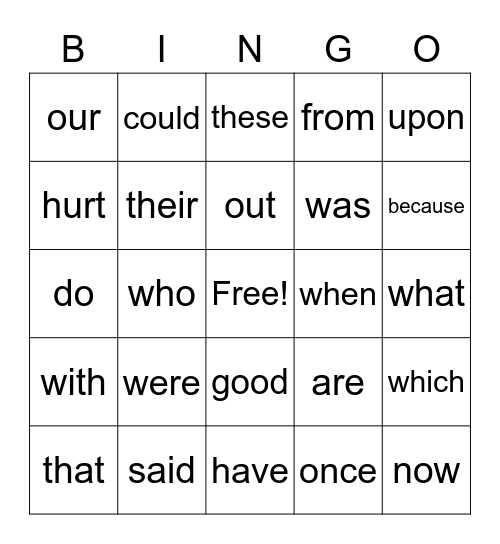 Unit 4 Bingo Card