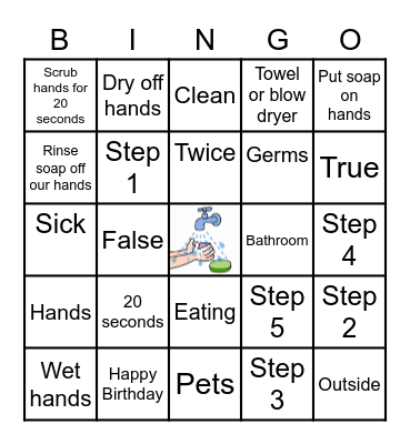 Handwashing Bingo Card