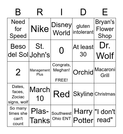Untitled Bingo Card