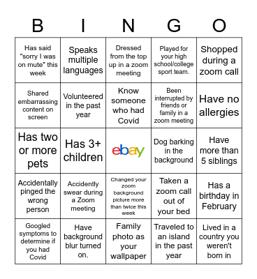 Ebay Bingo Card