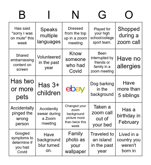 Ebay Bingo Card