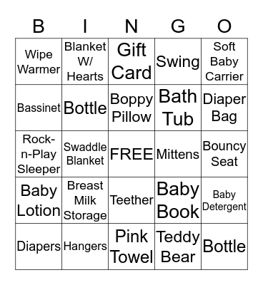 ***Baby Nova Shower*** Bingo Card
