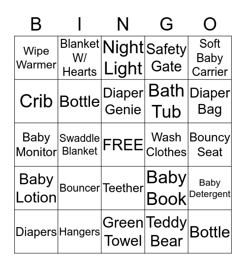 ***Baby Nova Shower*** Bingo Card