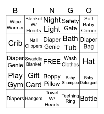 ***Baby Nova Shower*** Bingo Card