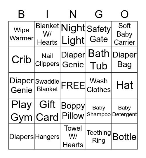 ***Baby Nova Shower*** Bingo Card