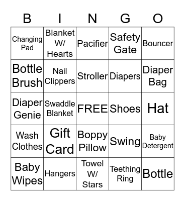 ***Baby Nova Shower*** Bingo Card