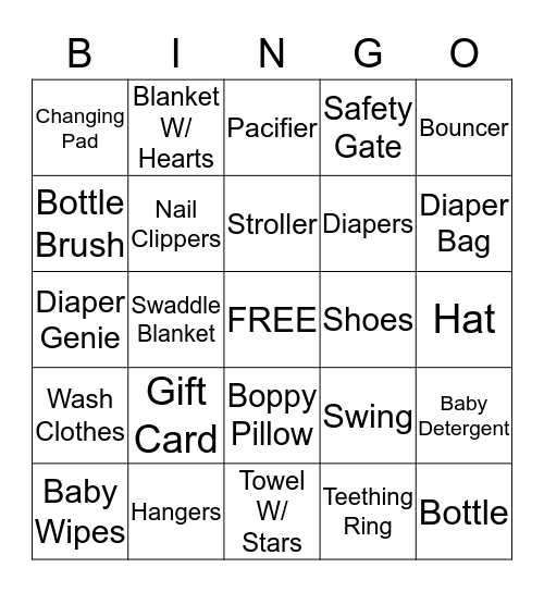 ***Baby Nova Shower*** Bingo Card