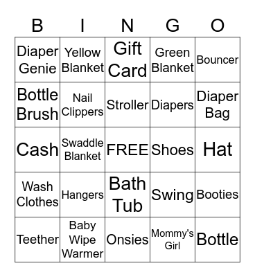 ***Baby Nova Shower*** Bingo Card