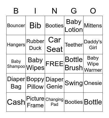 ***Baby Nova Shower*** Bingo Card