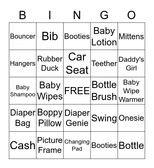 ***Baby Nova Shower*** Bingo Card