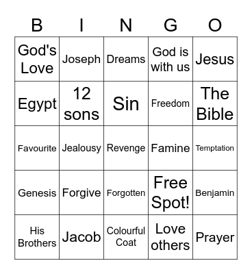 Joseph Bingo Card