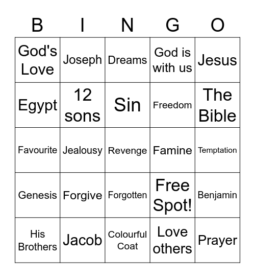 Joseph Bingo Card