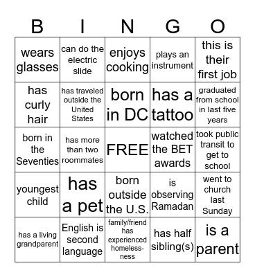 People Bingo Card