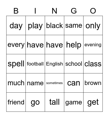 Me and my friends Bingo Card