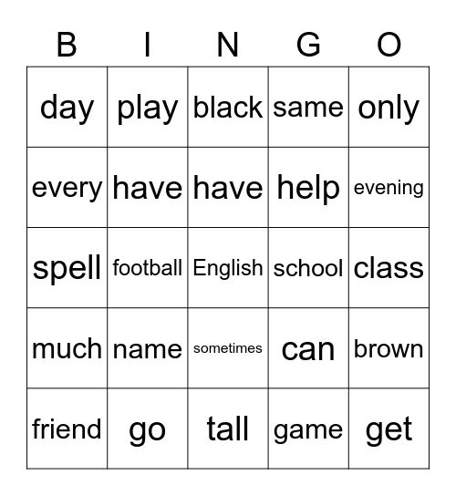 Me and my friends Bingo Card