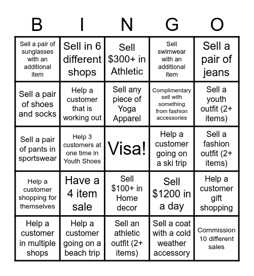 Women's/Youth Softlines Bingo Card