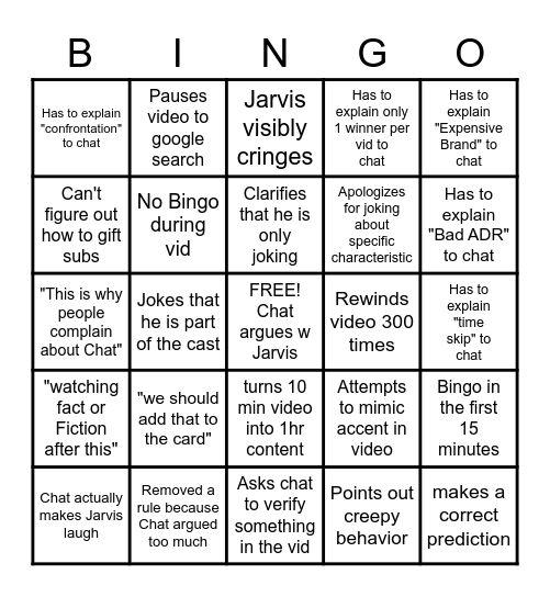 Jarvis Plays Dharr Mann Bingo Bingo Card