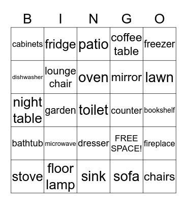 Items in House Bingo Card