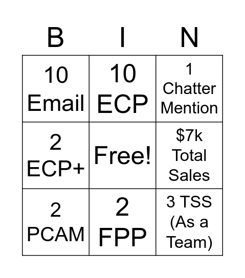 Front End Cash Bingo Card