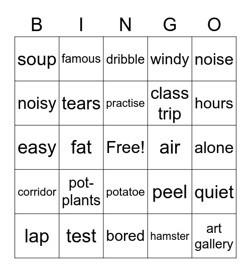 3a Lesson 32-36 Bingo Card