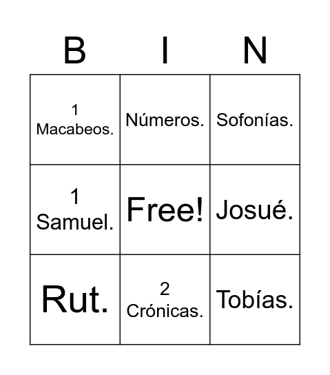 Biblia Bingo Card