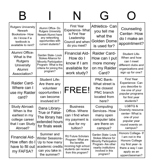 Resource Fair Bingo!- Please get ALL squares stamped and give to your OL when finished Bingo Card