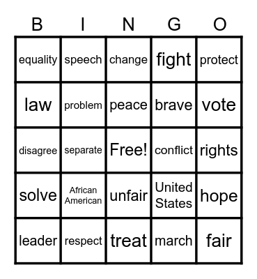 The Fight for Equal Rights Bingo Card