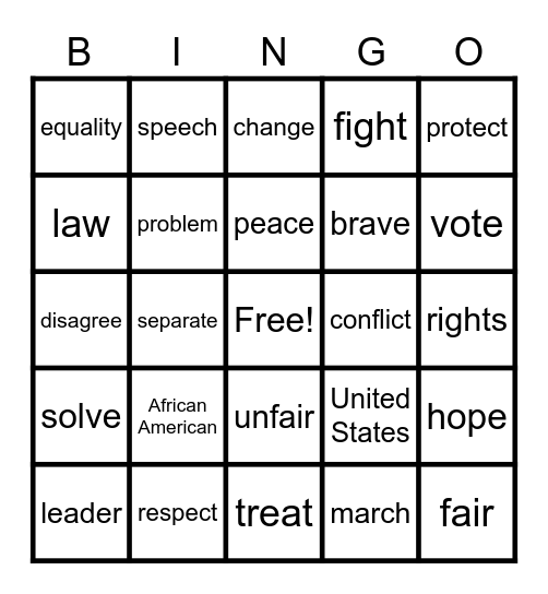 The Fight for Equal Rights Bingo Card