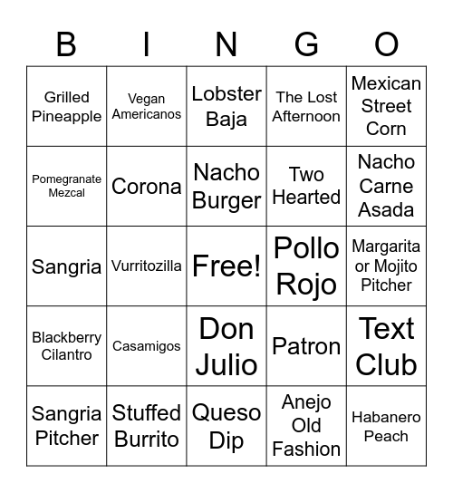 MESA BINGO Card