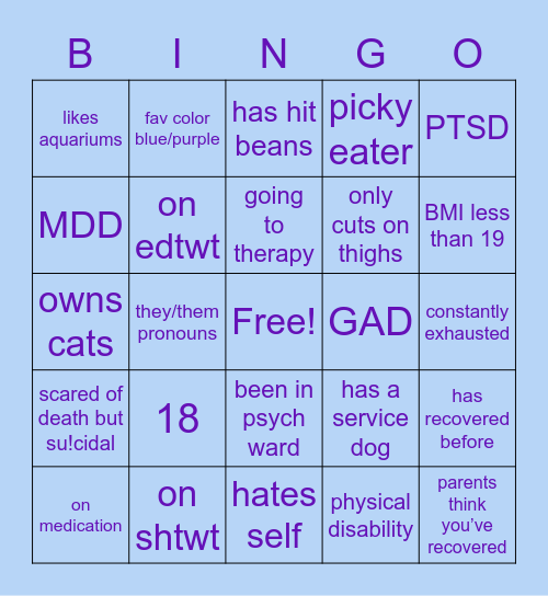 itsybittykitsy bingo Card