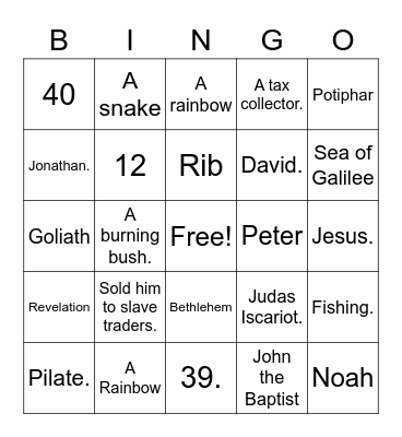 BIBLE BINGO Card