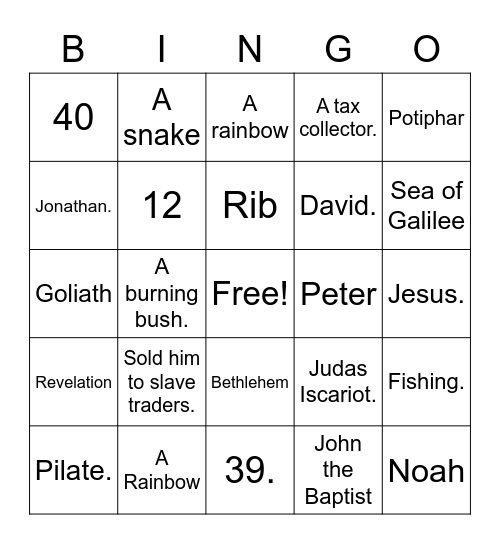 BIBLE BINGO Card