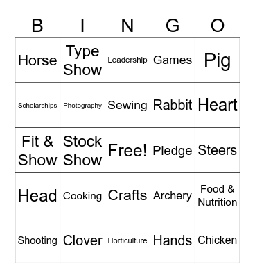 4-H BINGO Card