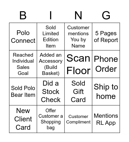 Polo BINGO Card