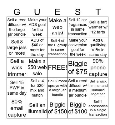 GUEST --  BINGO Card
