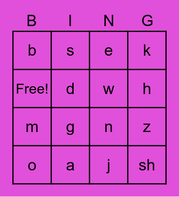 Ling 10 Sounds Bingo Card