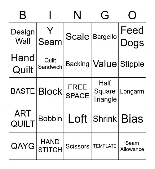 QUILT BINGO Card