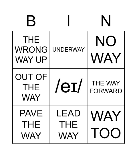 WAY Bingo Card