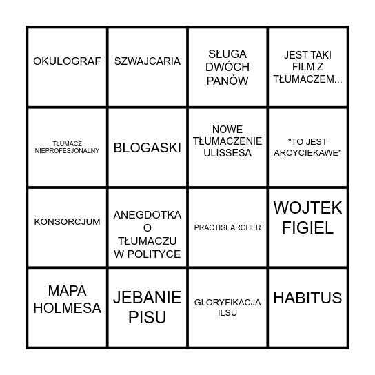 MBP Bingo Card