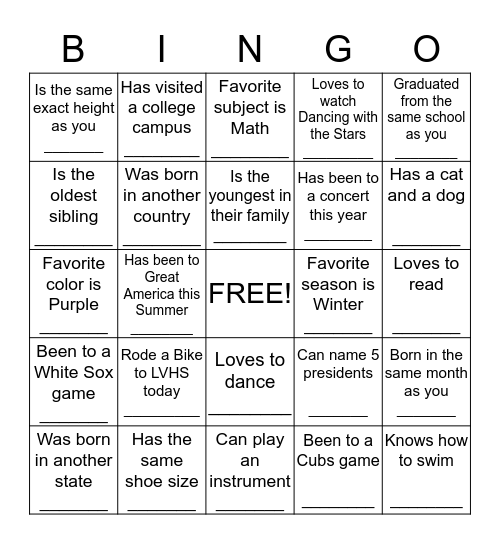 Wildcat Bingo  Bingo Card