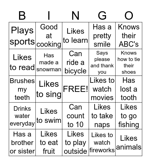 Dental Hygiene BINGO Card