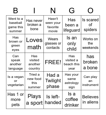 AOII BINGO - Find a sister who... Bingo Card
