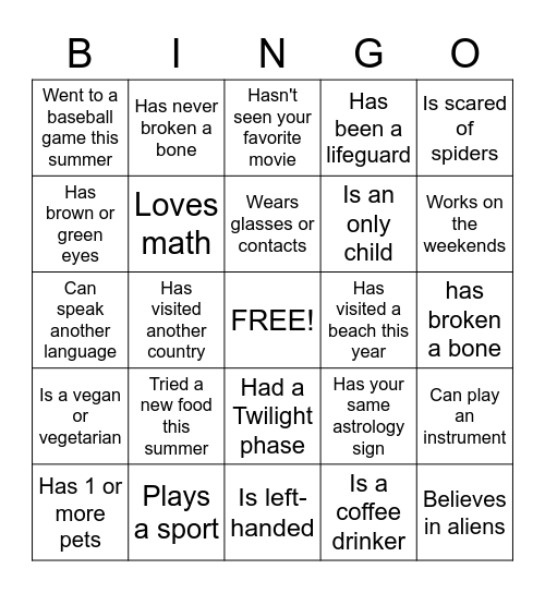 AOII BINGO - Find a sister who... Bingo Card